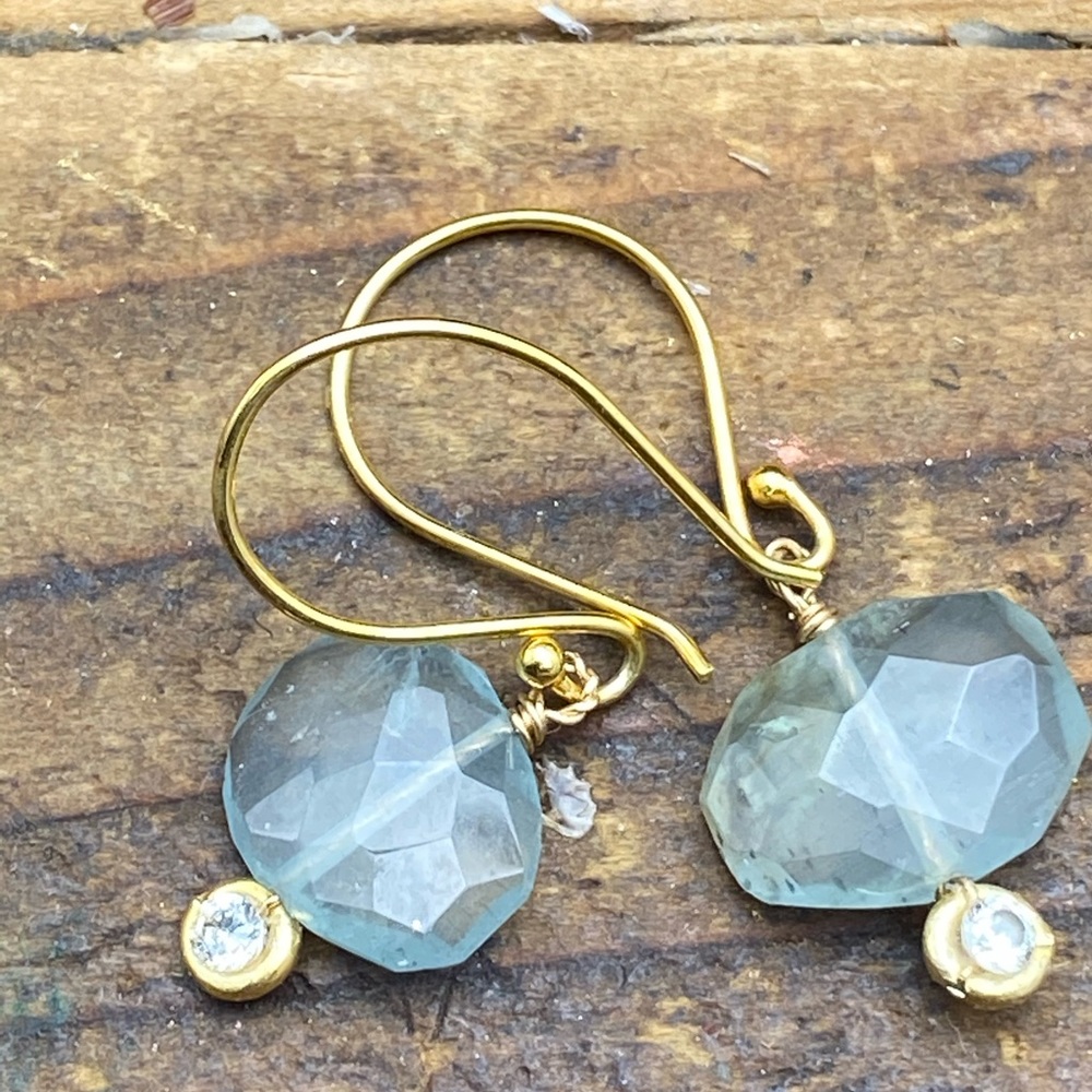 Moss Aquamarine Earrings blue gray gemstone  Matana Artisan Jewelry - Picture 7 of 7